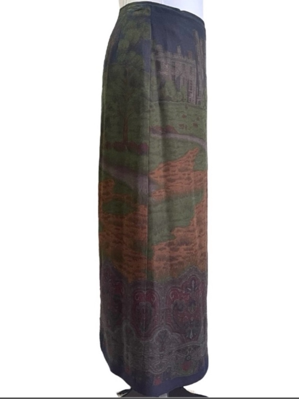 Vintage Ralph Lauren Equestrian Oxfordshire Paisley Print Wool Maxi Midi Skirt - Picture 7 of 14
